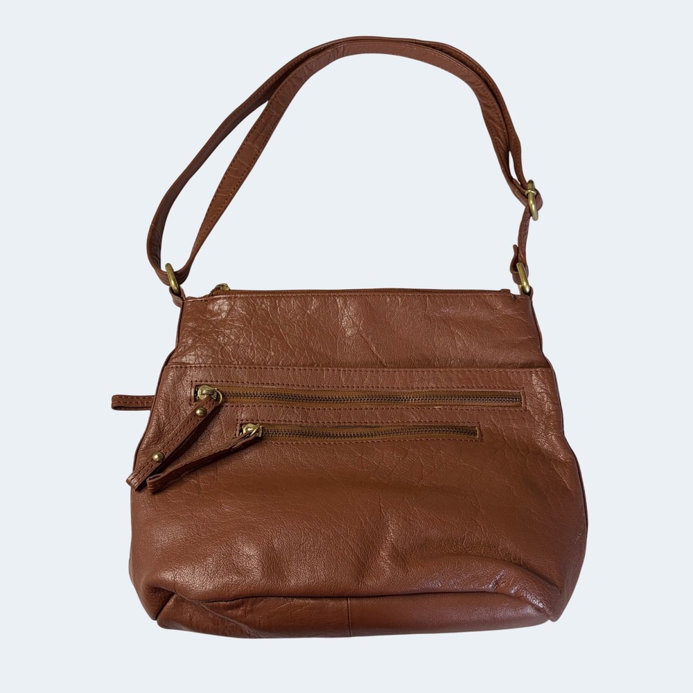 Great American Leather Works Brown Leather Crossbody Bag Medium Boho Aesthetic